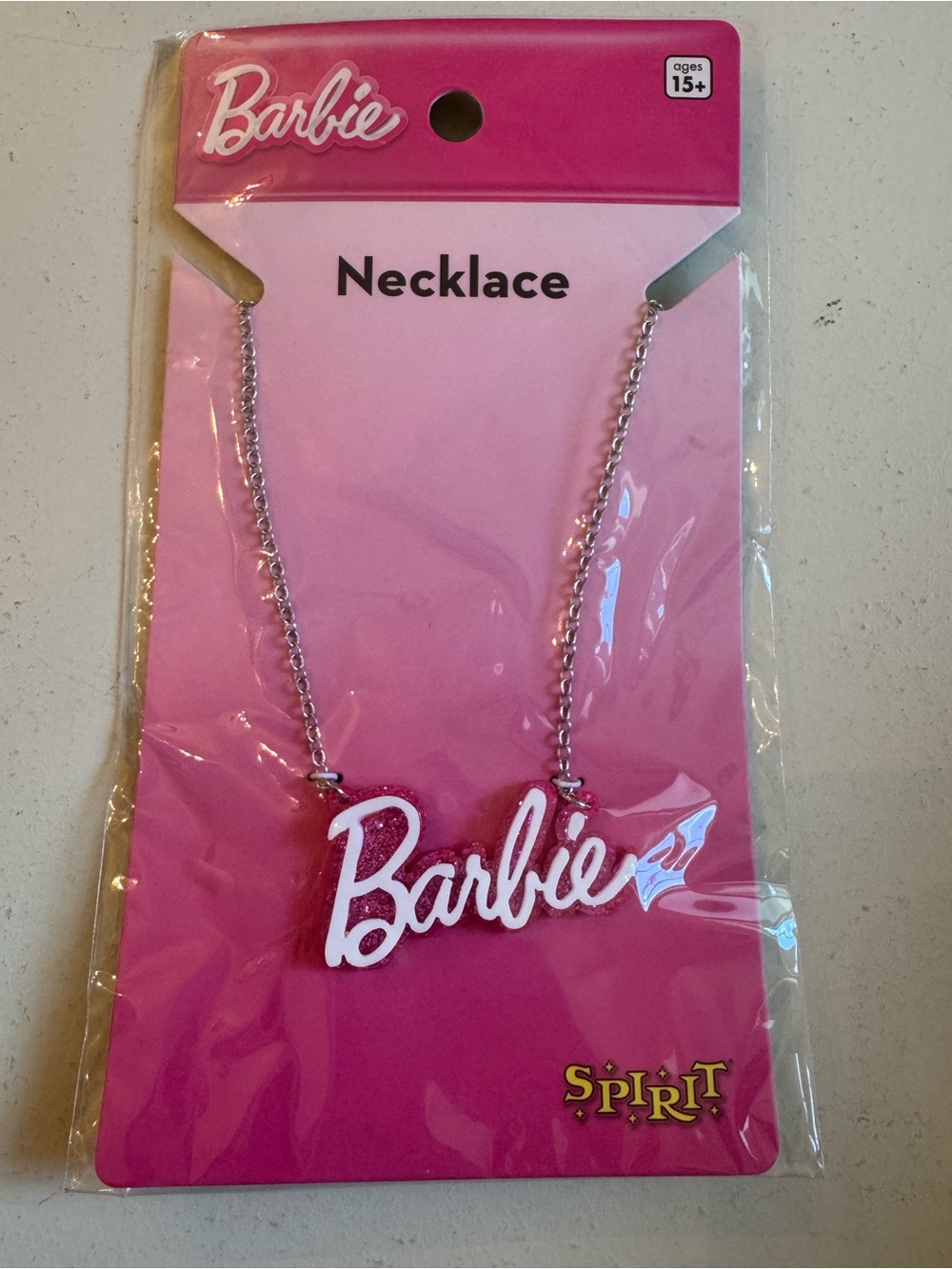 Barbie Pink and White Logo Necklace